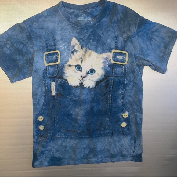 The Mountain Tie Dye Denim look kitten in a pouch Cat shirt size Small - Picture 6 of 6